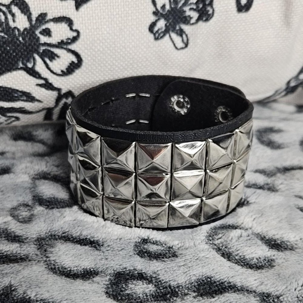 Studded Black And Silver Bracelet